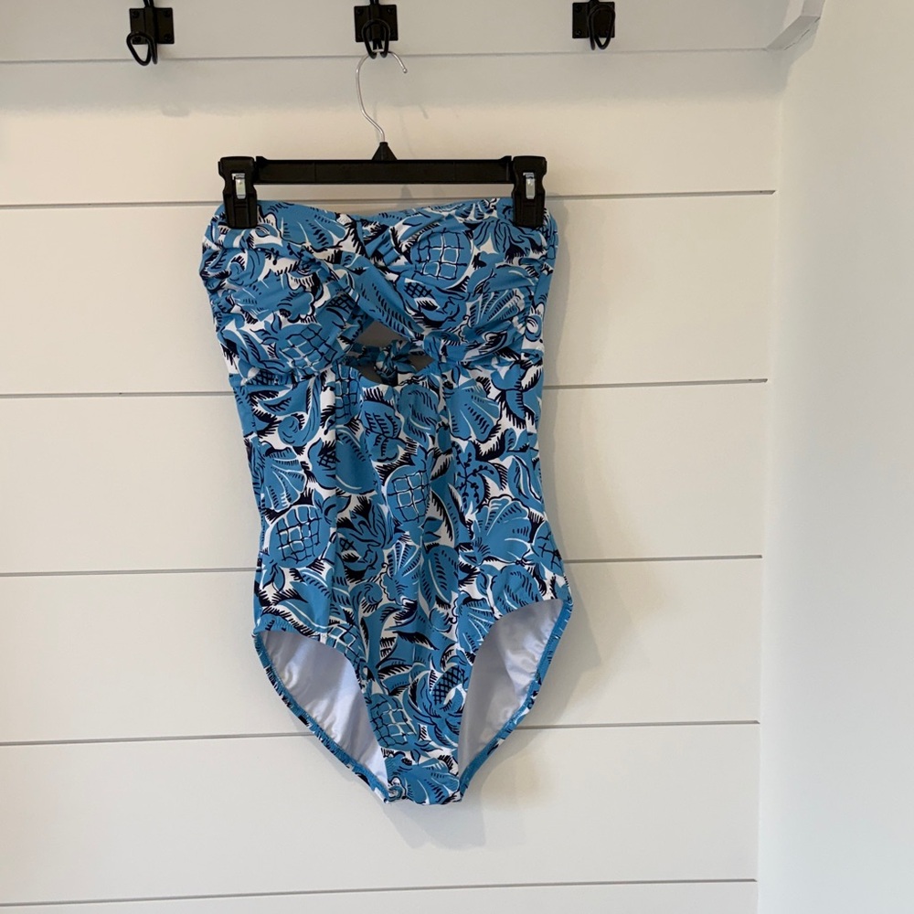 LOFT Beach Blue and White Swimsuit